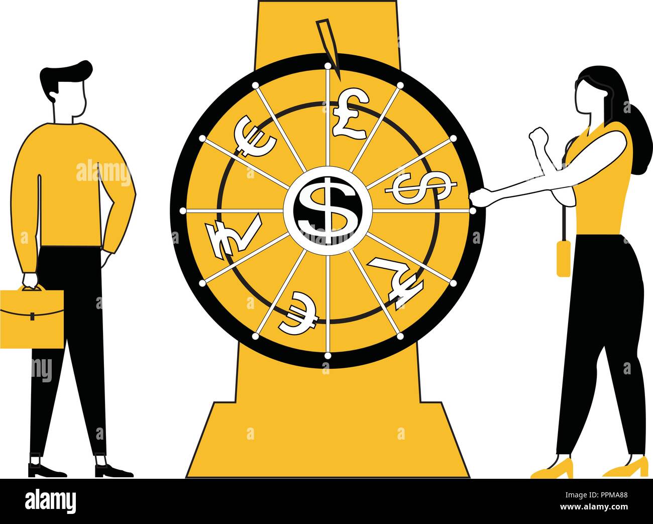 Business people spinning wheel Stock Vector Image & Art Alamy