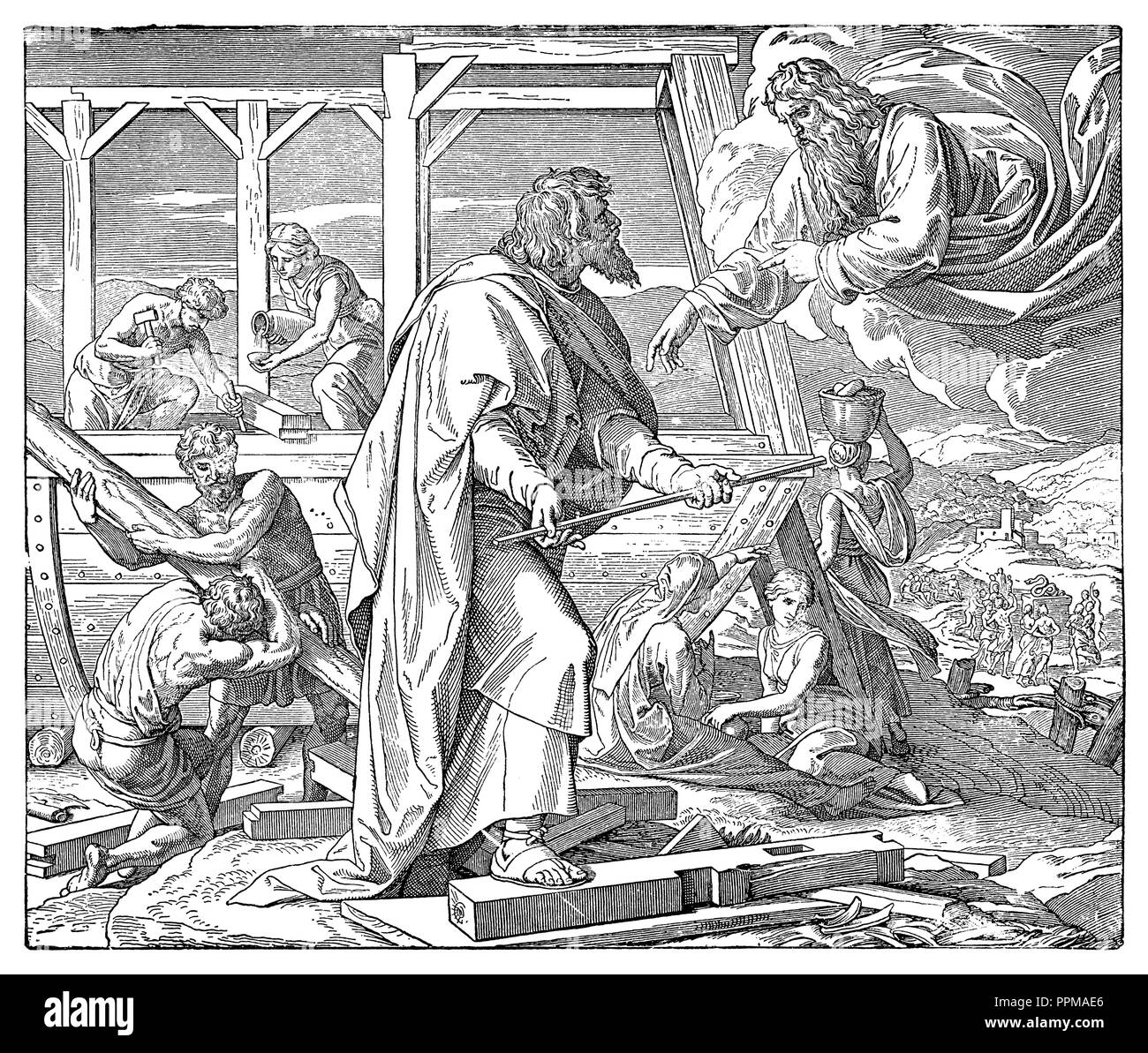 Annunciation of the flood, Julius Schnorr von Carolsfeld Stock Photo