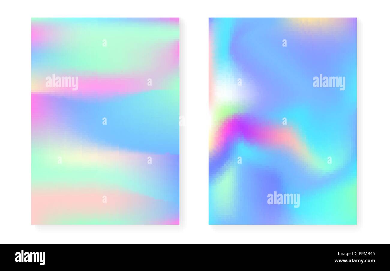 Holographic gradient background set with hologram cover Stock Vector ...