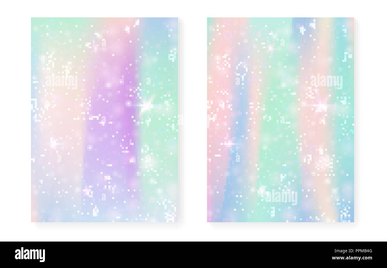 Princess background with kawaii rainbow gradient. Magic unicorn  Stock Vector