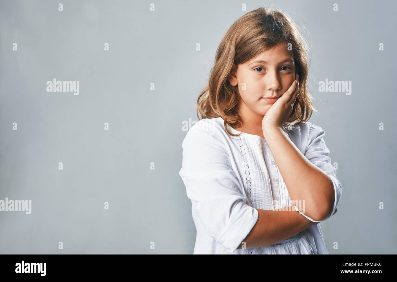 studio portrait of a happy young girl Stock Photo - Alamy