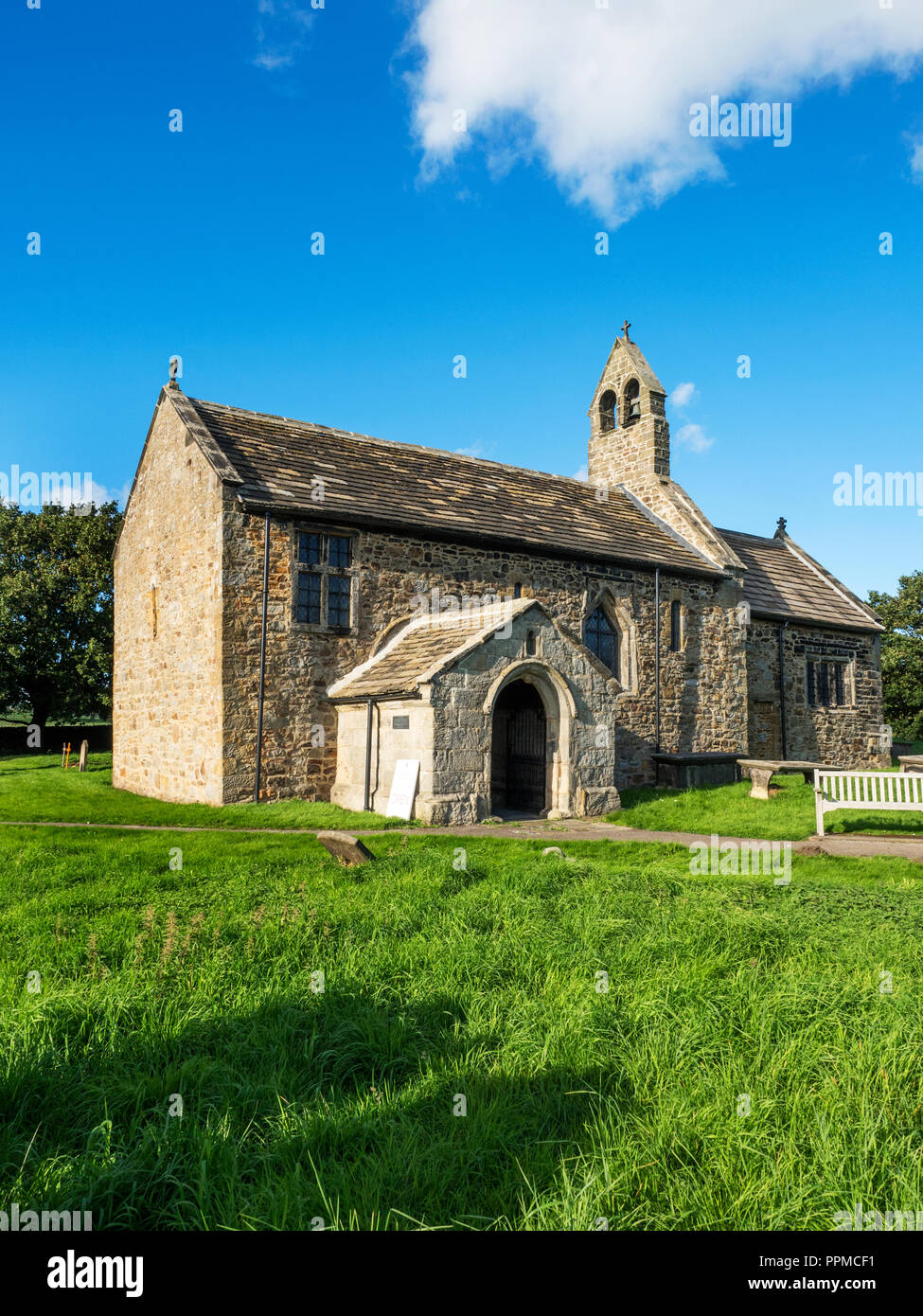 Historic church of St Mary at Stainburn near Harrogate North Yorkshire England Stock Photo