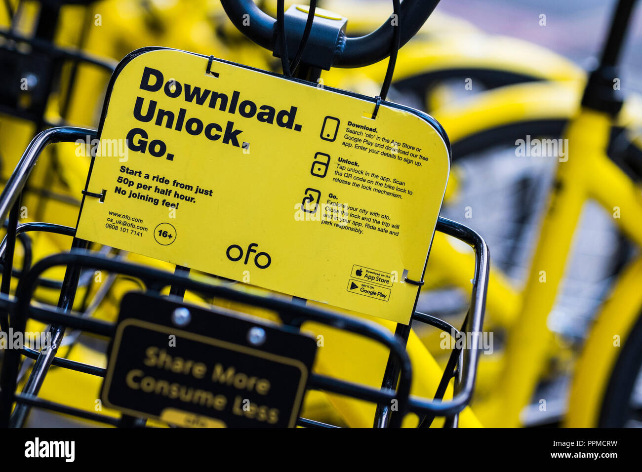 Ofo Chinese London Bike Hire, Islington High Street, London, England, U.K. Stock Photo