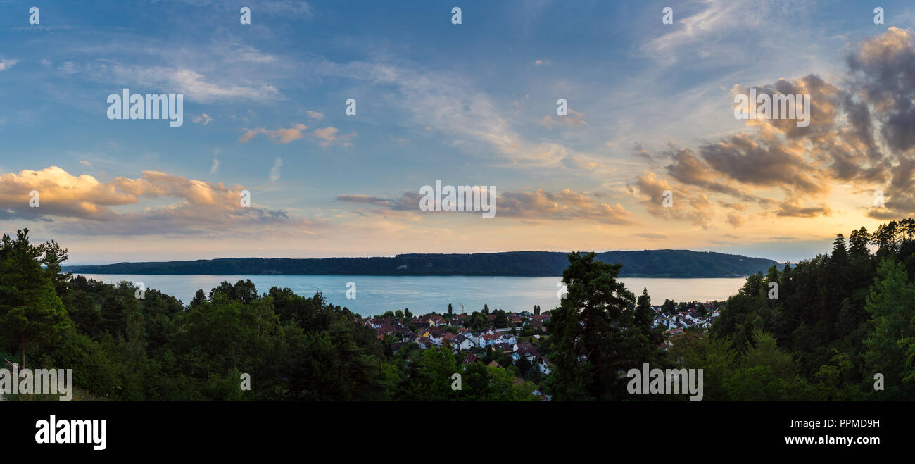 Germany, XXL panorama of Sipplingen at lake constance coast from above Stock Photo