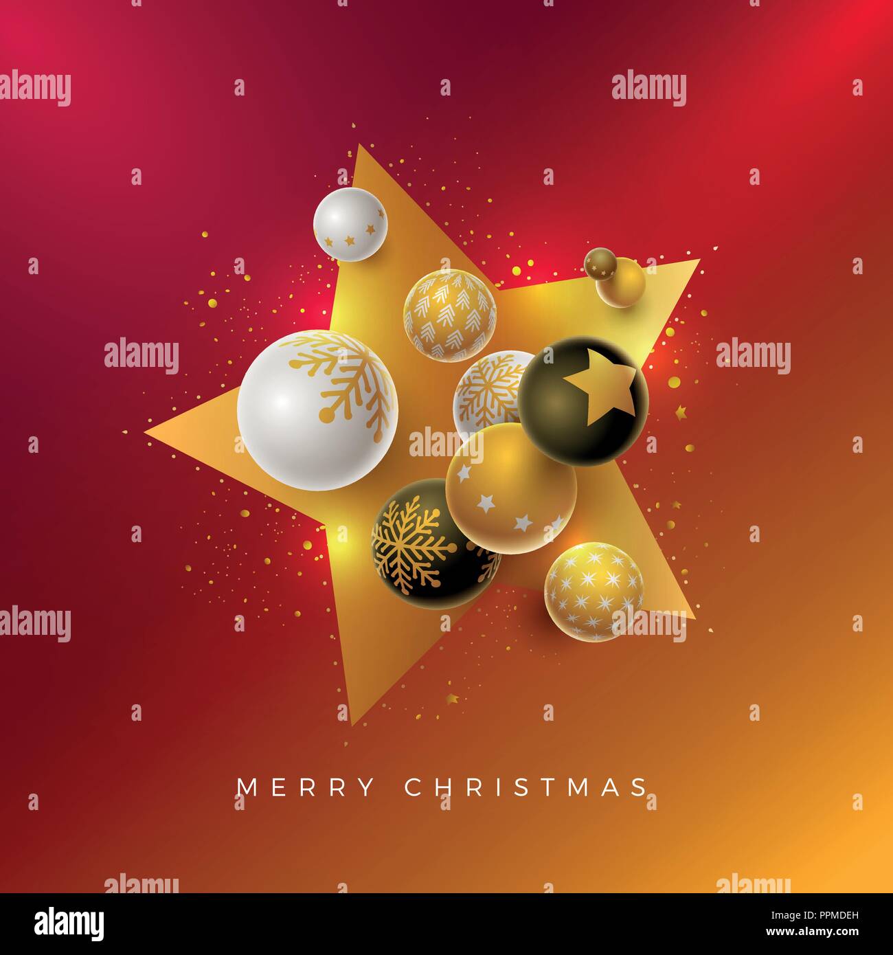 Vector Christmas and new year greeting card design with 3d white, black ...