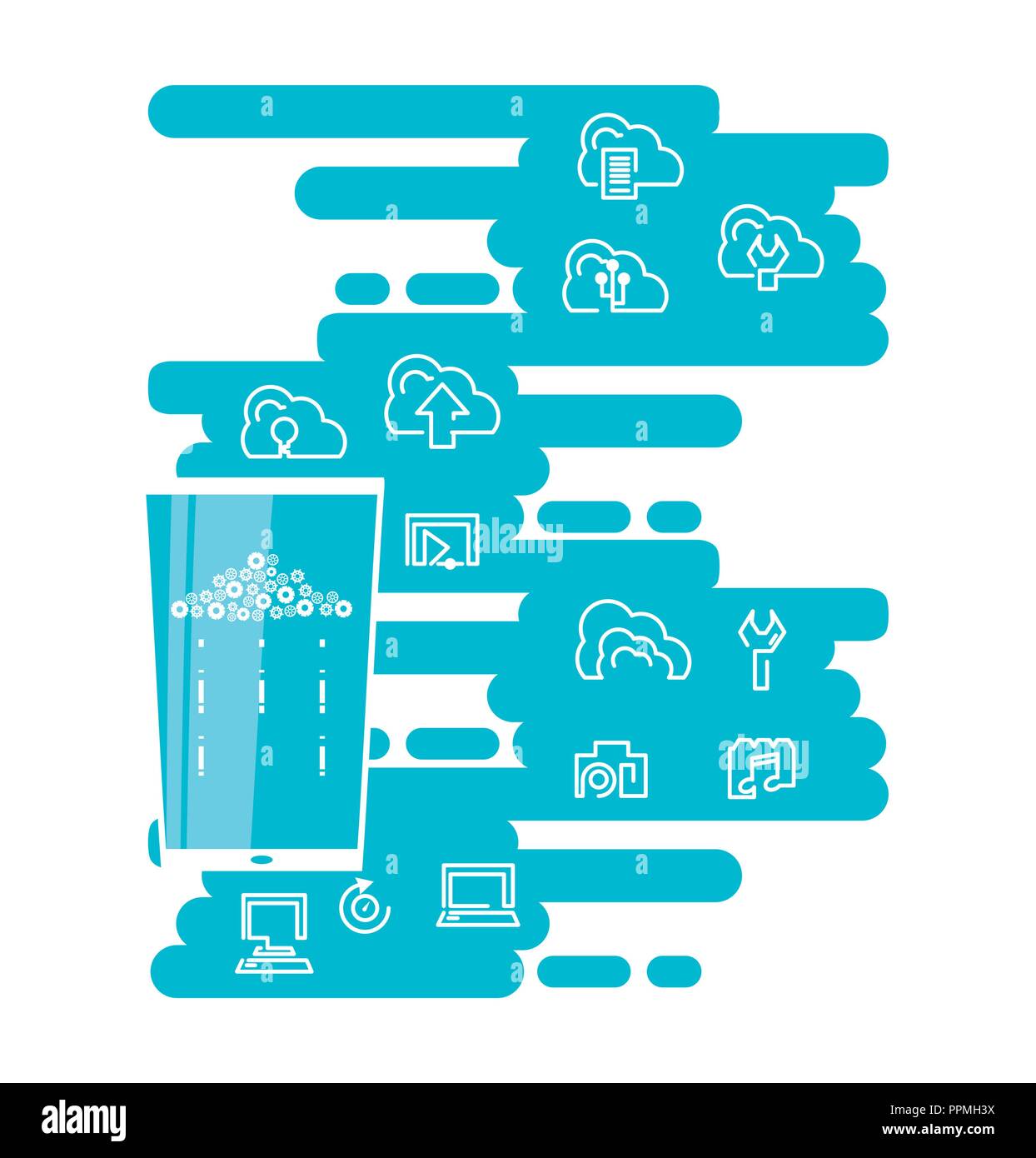 cloud computing network with smartphone vector illustration design ...