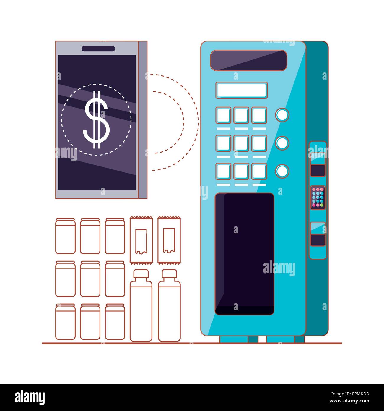 dispenser with smartphone device machine electronic vector illustration