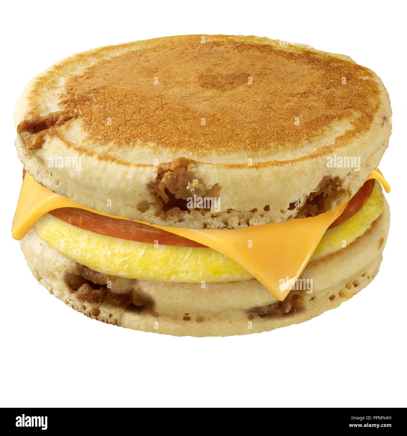 Pancakes Eggs Canadian Bacon and Cheese Stock Photo Alamy