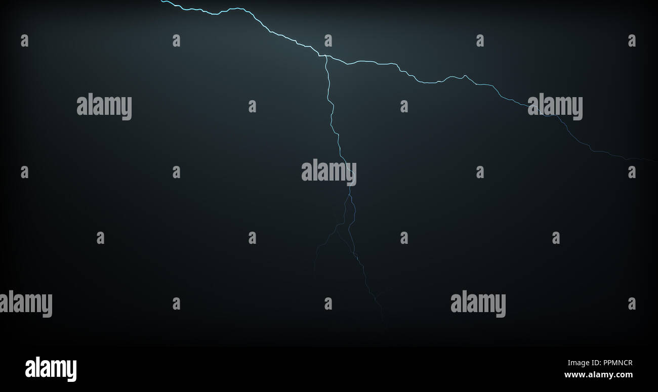 Lightning strikes on a black background with realistic reflections ...