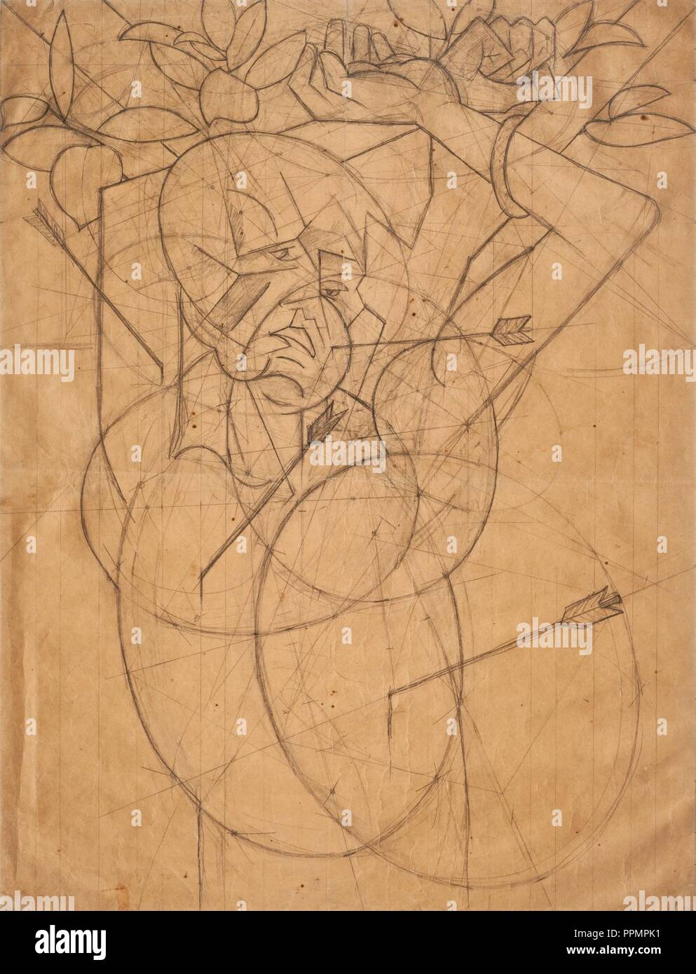 Bohumil Kubišta, Svatý Šebestián (1912), kresba tužkou 948 x 737 mm, sbírka  kresby Národní galerie v Praze Stock Photo - Alamy