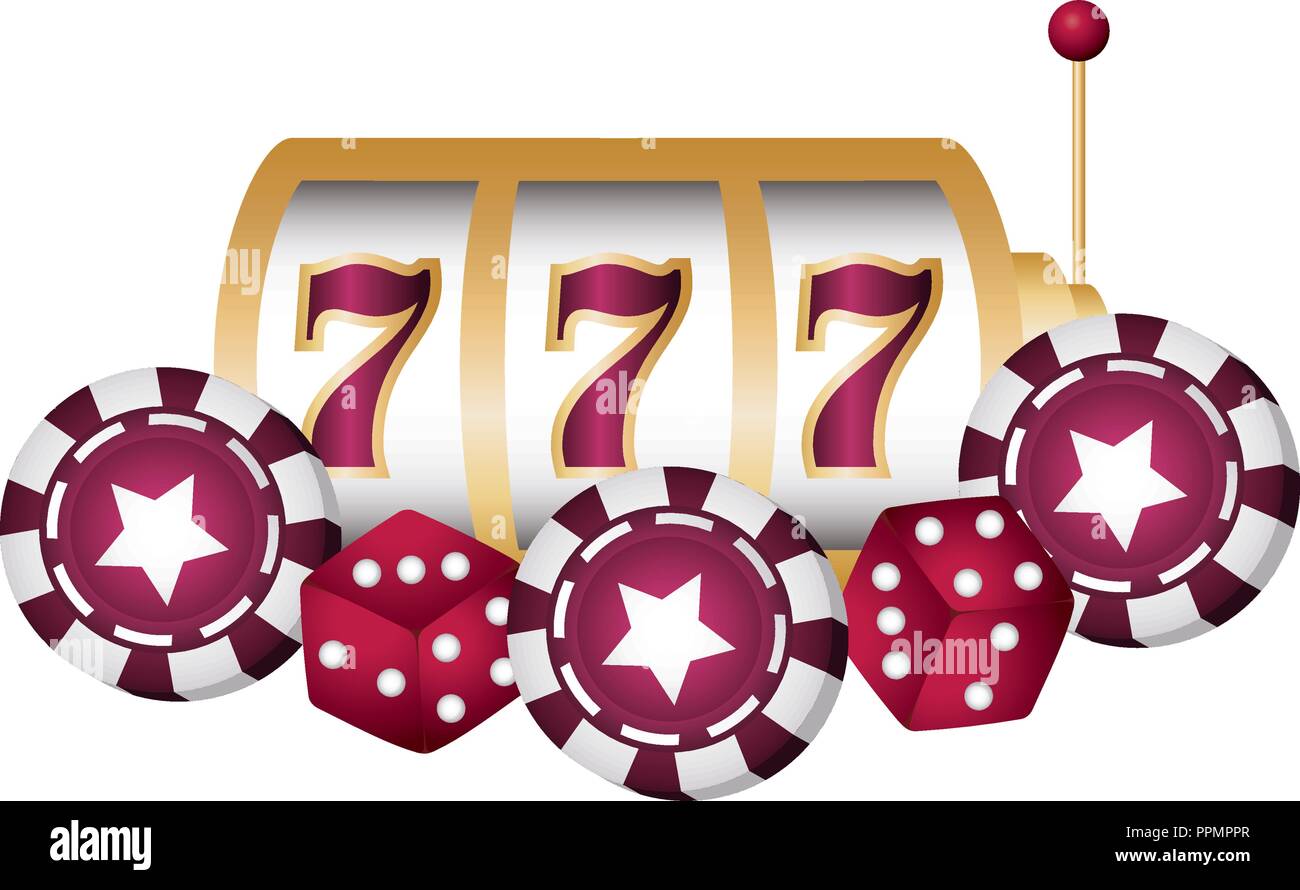 casino poker jackpot machine chips dices vector illustration Stock