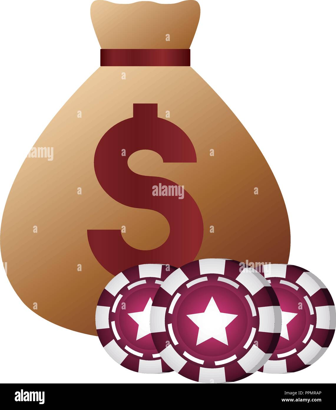 casino poker money bag chips vector illustration Stock Vector Image