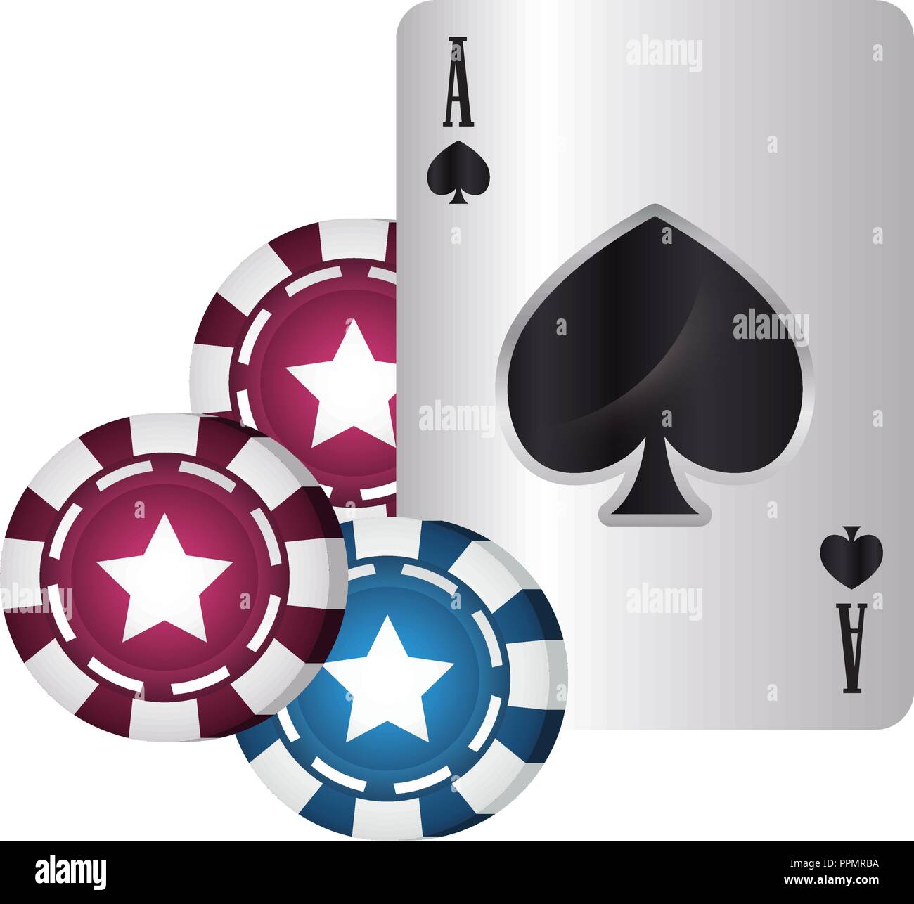 casino poker spade ace card and chips vector illustration Stock Vector