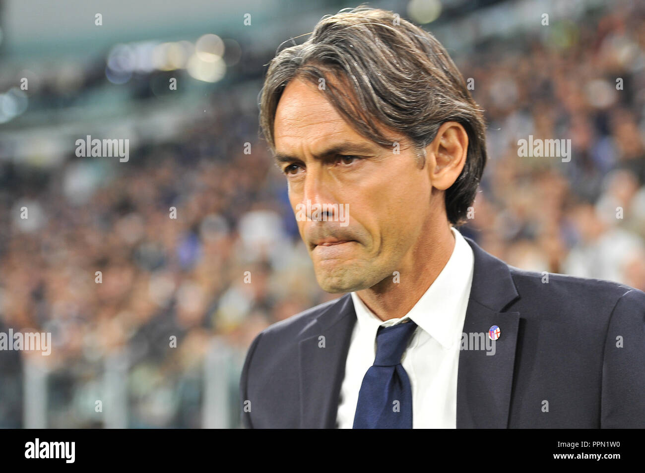 Turin, Italy. 26th September, 2018. Filippo Inzaghi, head coach Bologna FC during the Serie A football match between Juventus FC and Bologna FC at Allianz Stadium on 26th September, 2018 in Turin, Italy. Credit: FABIO PETROSINO/Alamy Live News Stock Photo