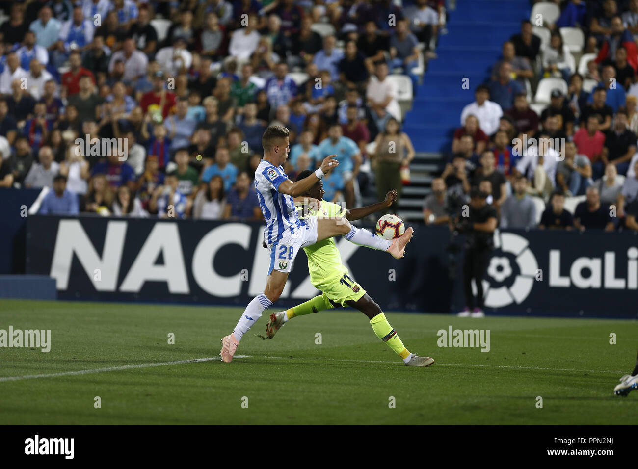 Leganes, Madrid, Spain. 26th Sep, 2018. Ousmane Dembele (FC Barcelona) seen in action during the game.La Liga match between CD Leganes and FC Barcelona at Butarque Stadium. Credit: Manu Reino/SOPA Images/ZUMA Wire/Alamy Live News Stock Photo