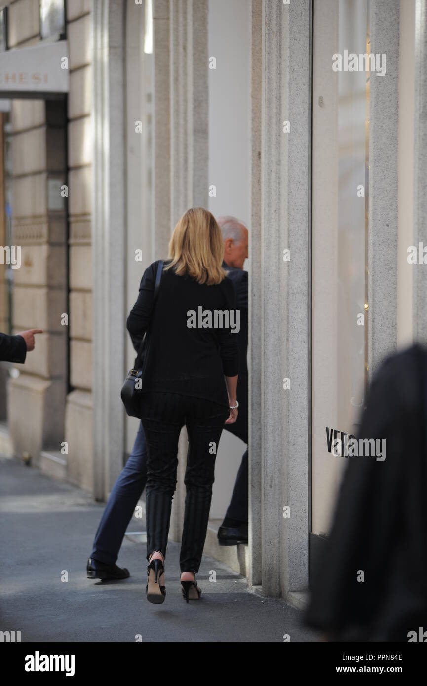 * NO WEB* Milan, Santo Versace goes to greet the employees of Via