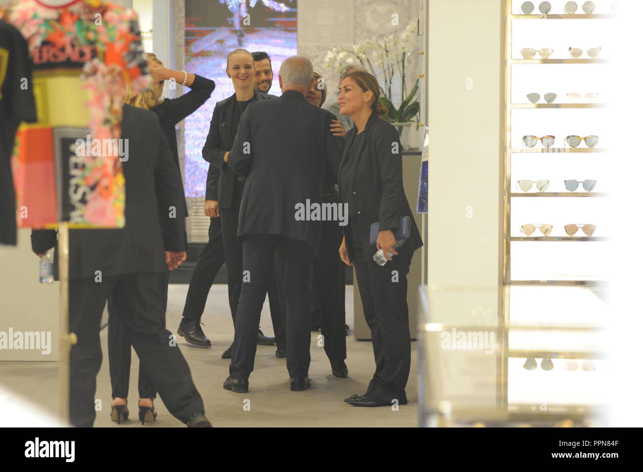 * NO WEB* Milan, Santo Versace goes to greet the employees of Via