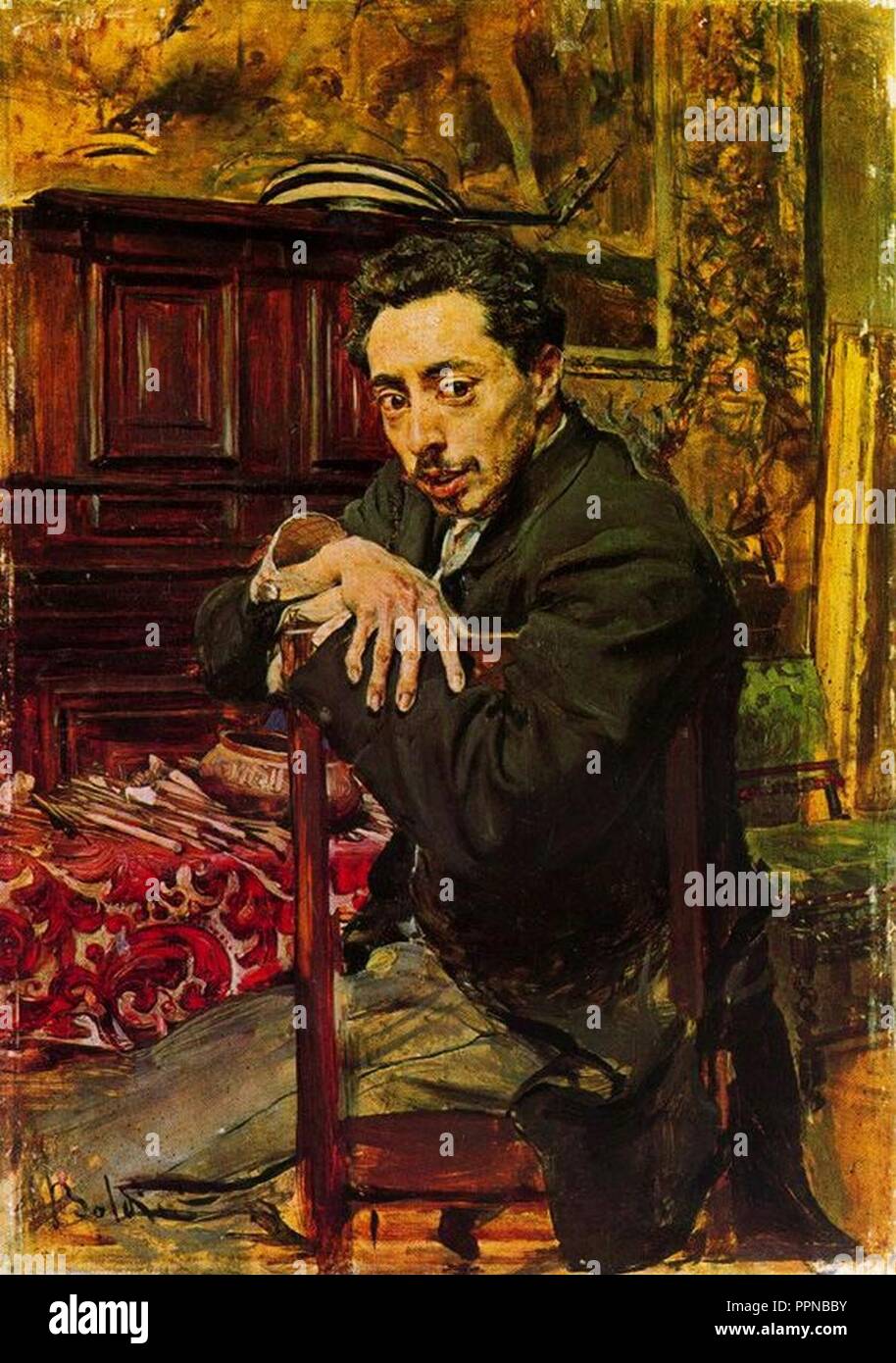 Boldini- ritratto del pittore joaquin ruano. Stock Photo