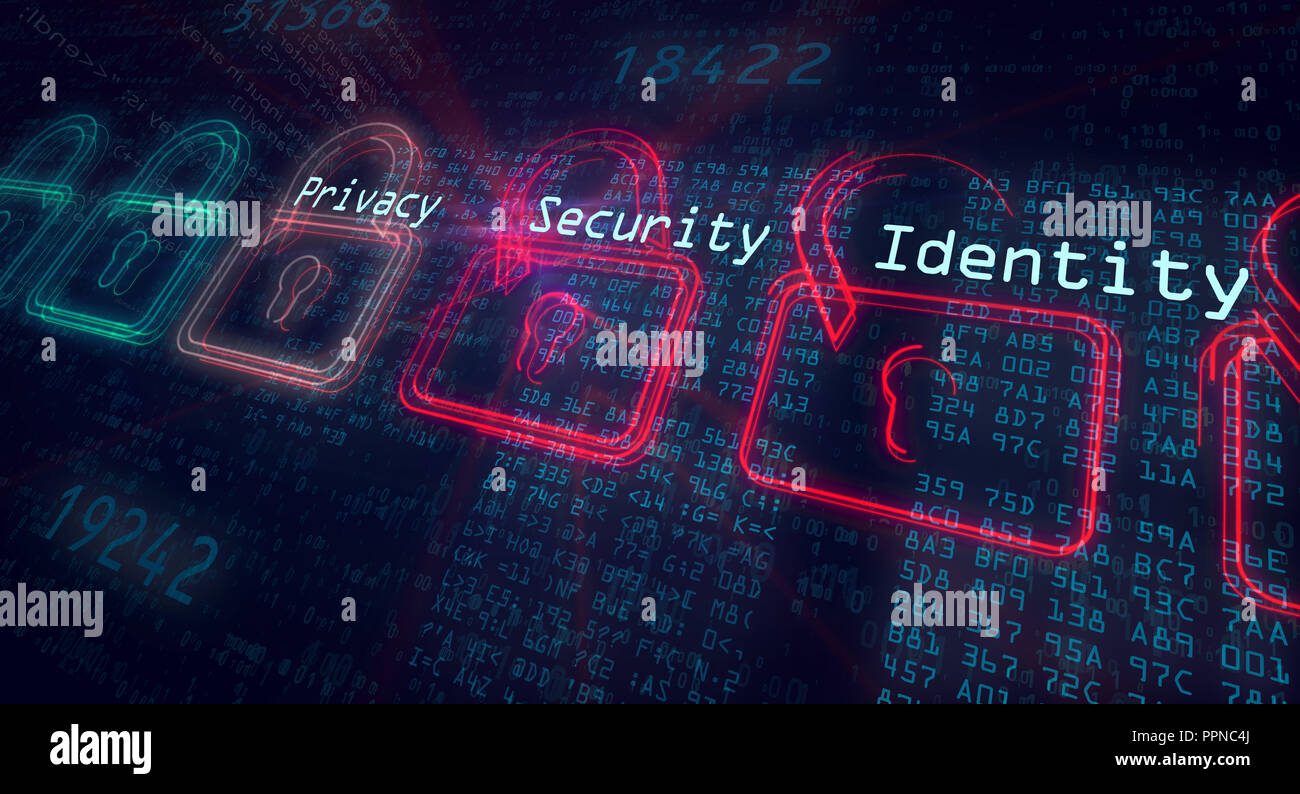 Privacy, security and identity in internet. Cyber security concept. Stock Photo