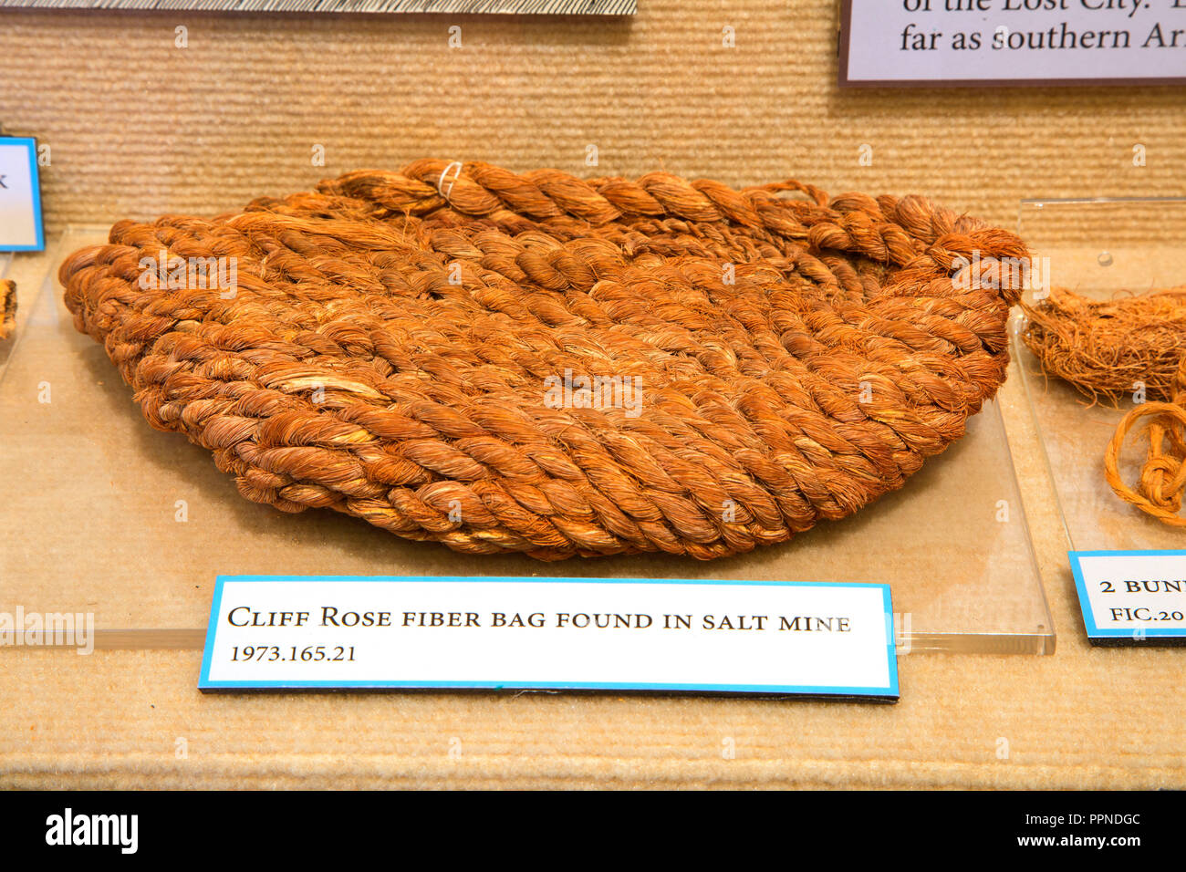 Cliff Rose fiber bag, Lost City Museum, Overton, Nevada Stock Photo