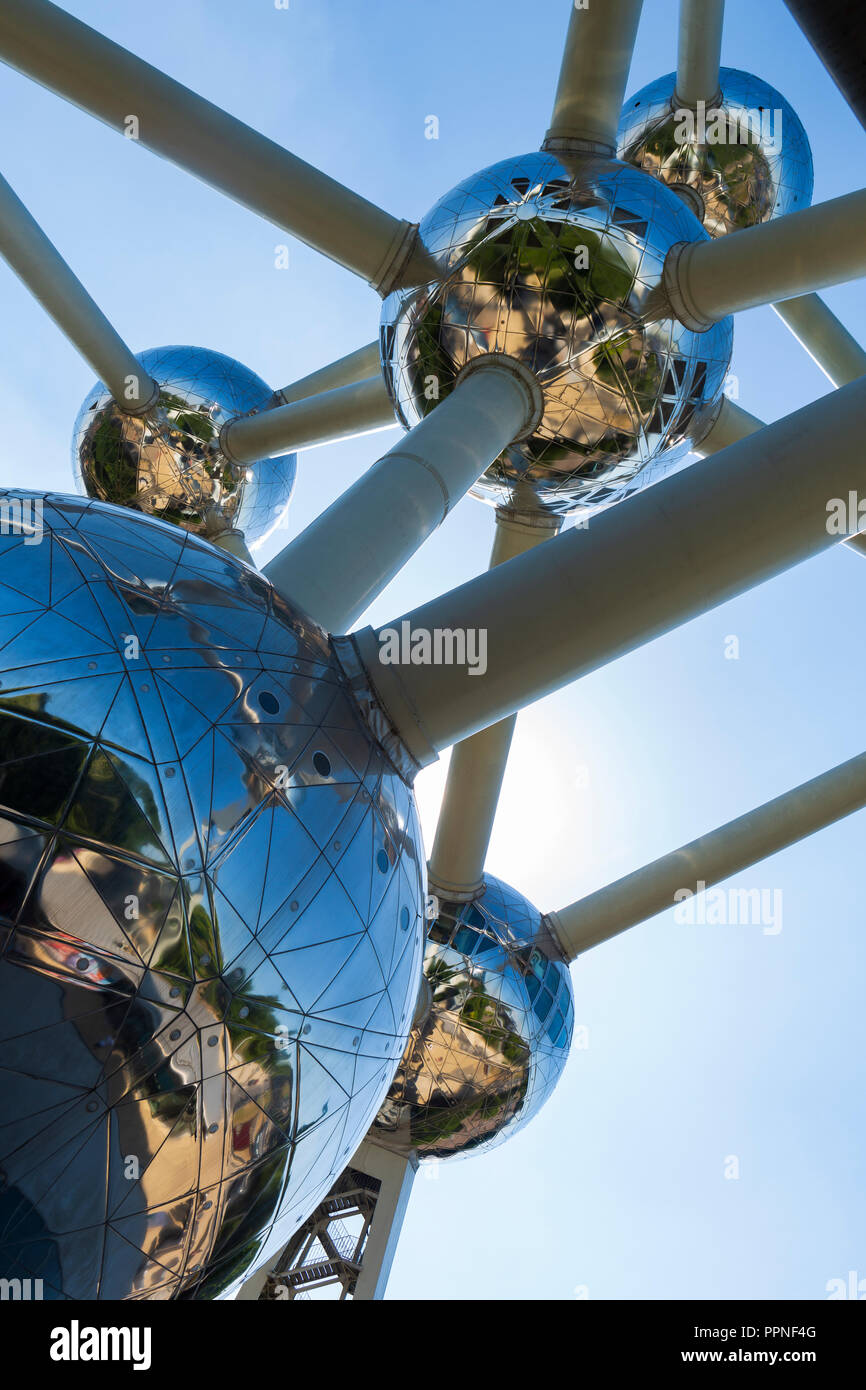 The Atomium, a landmark building in Brussels, Belgium originally ...