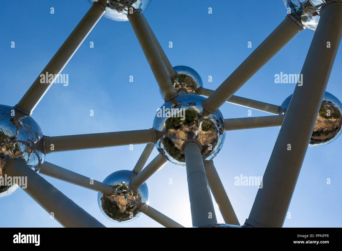 The Atomium, a landmark building in Brussels, Belgium originally ...