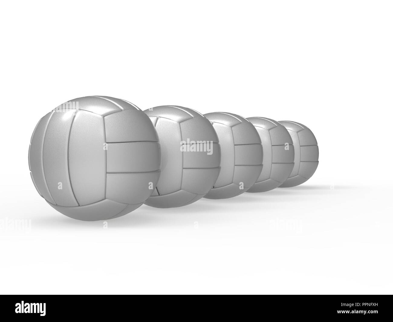 Volleyball Balls 3D rendering Isolated on White Background Stock Photo