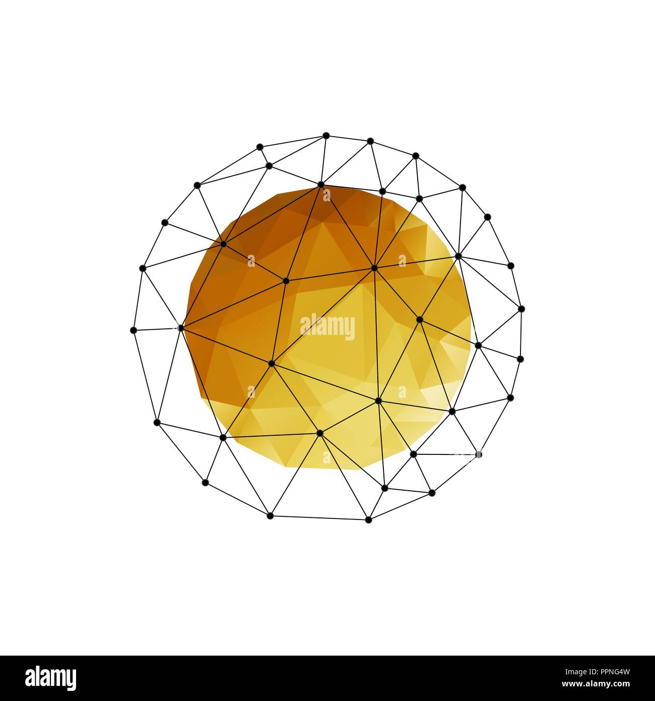 Vector color abstract geometric sphere with gold triangle Stock Vector