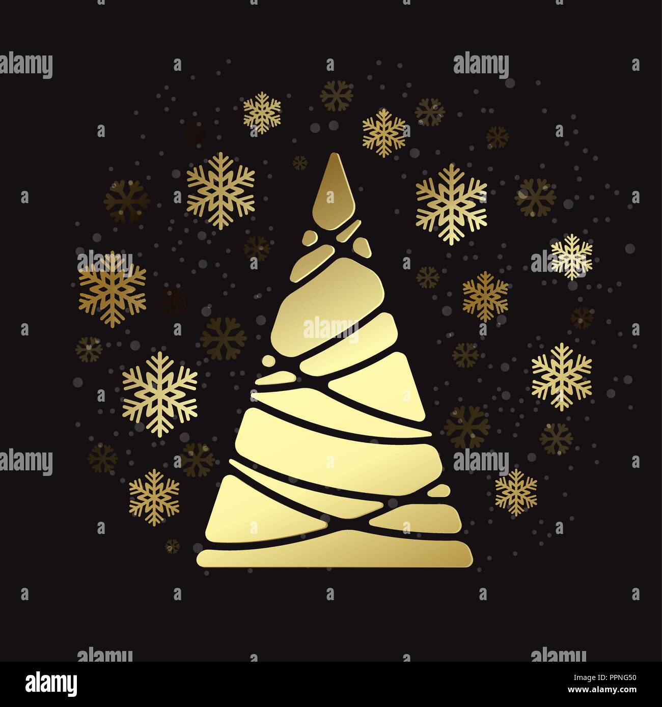 Vector Christmas tree. Holiday background with snowflakes Stock Vector