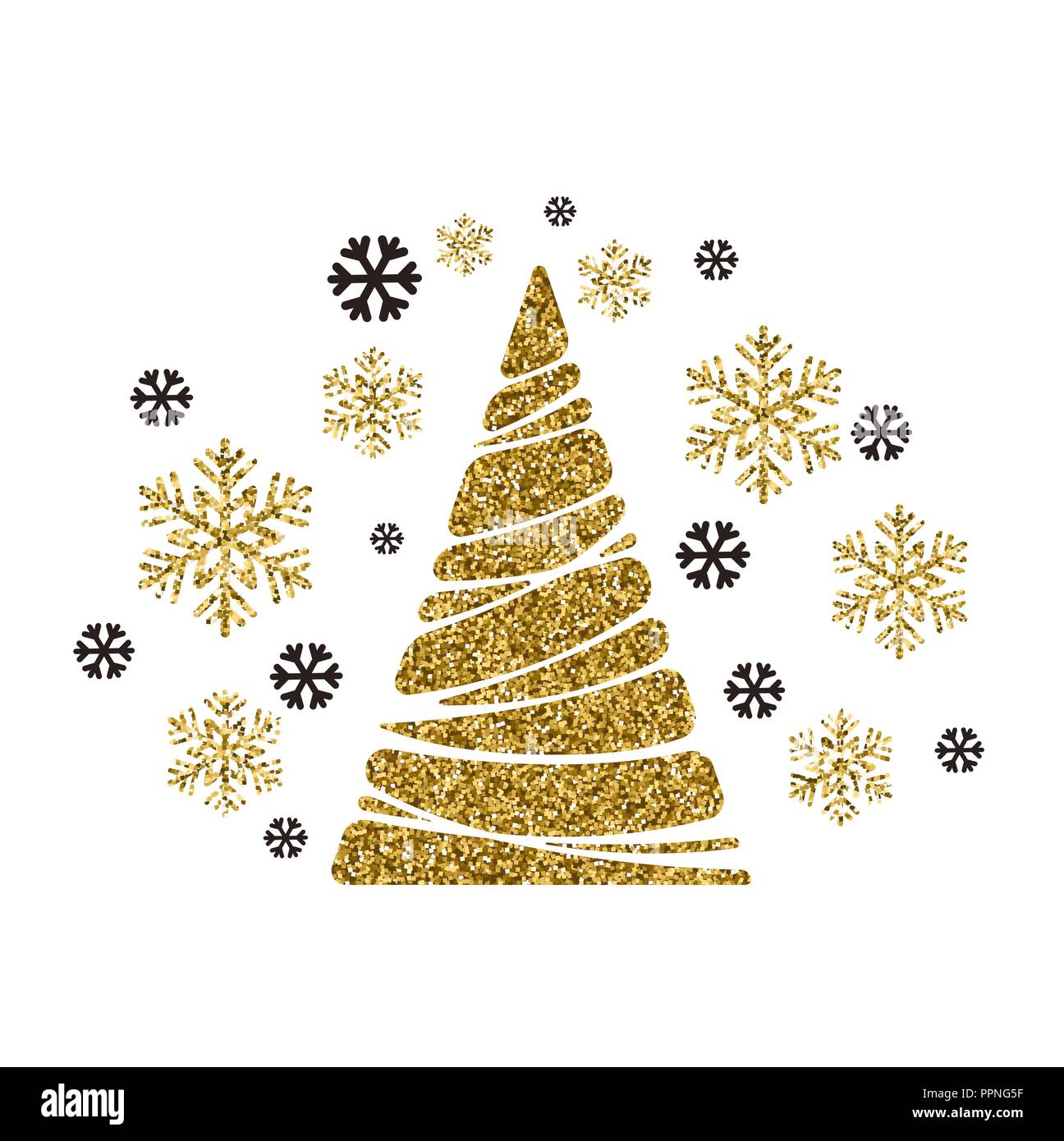 Vector Christmas tree. Holiday background with snowflakes Stock Vector