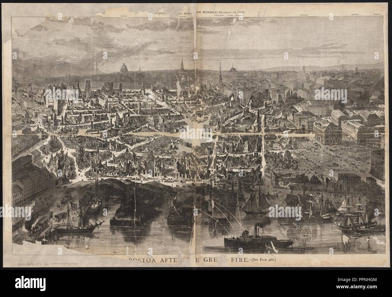 Boston after the Great Fire. Stock Photo