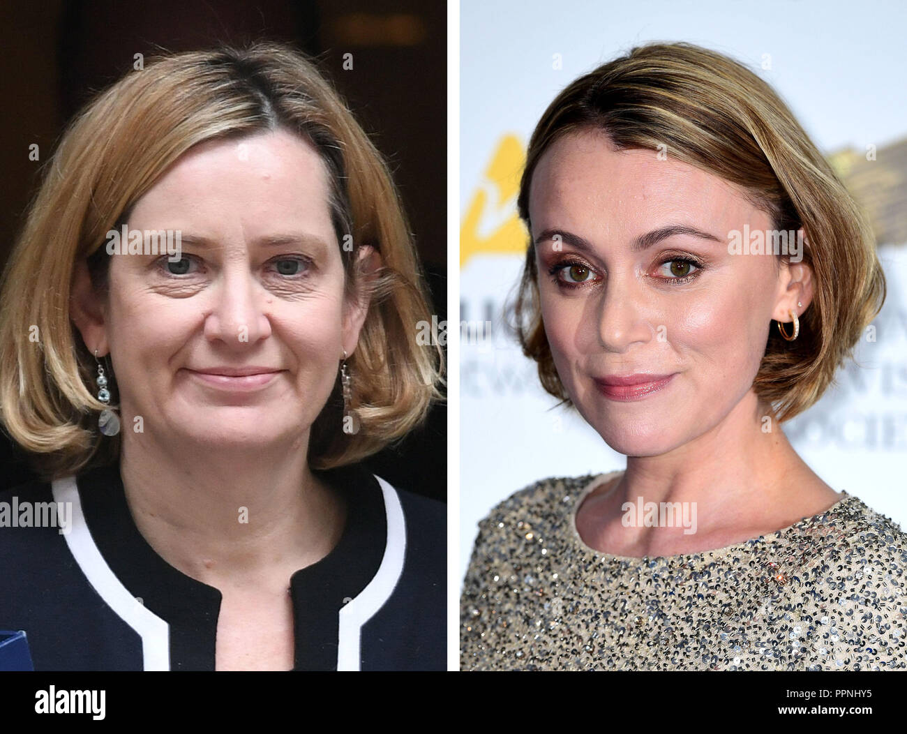 Undated file composite photo of actor Keeley Hawes (right) and former