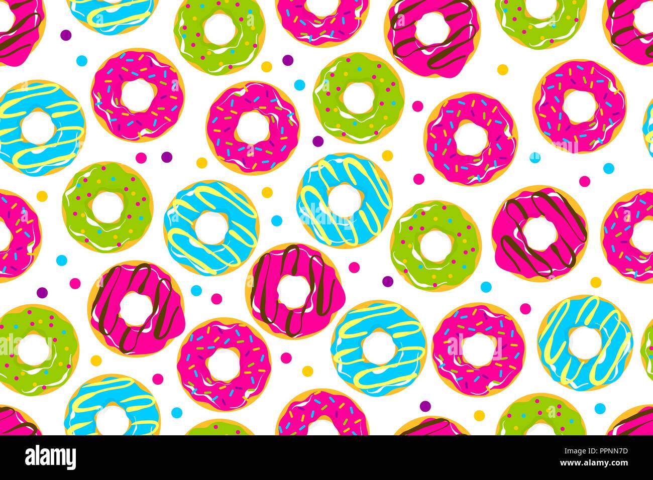 Glazed doughnut seamless pattern pop art style Stock Vector