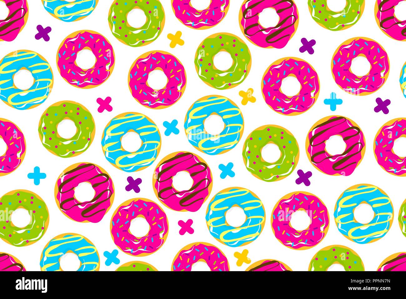 Glazed doughnut seamless pattern pop art style Stock Vector
