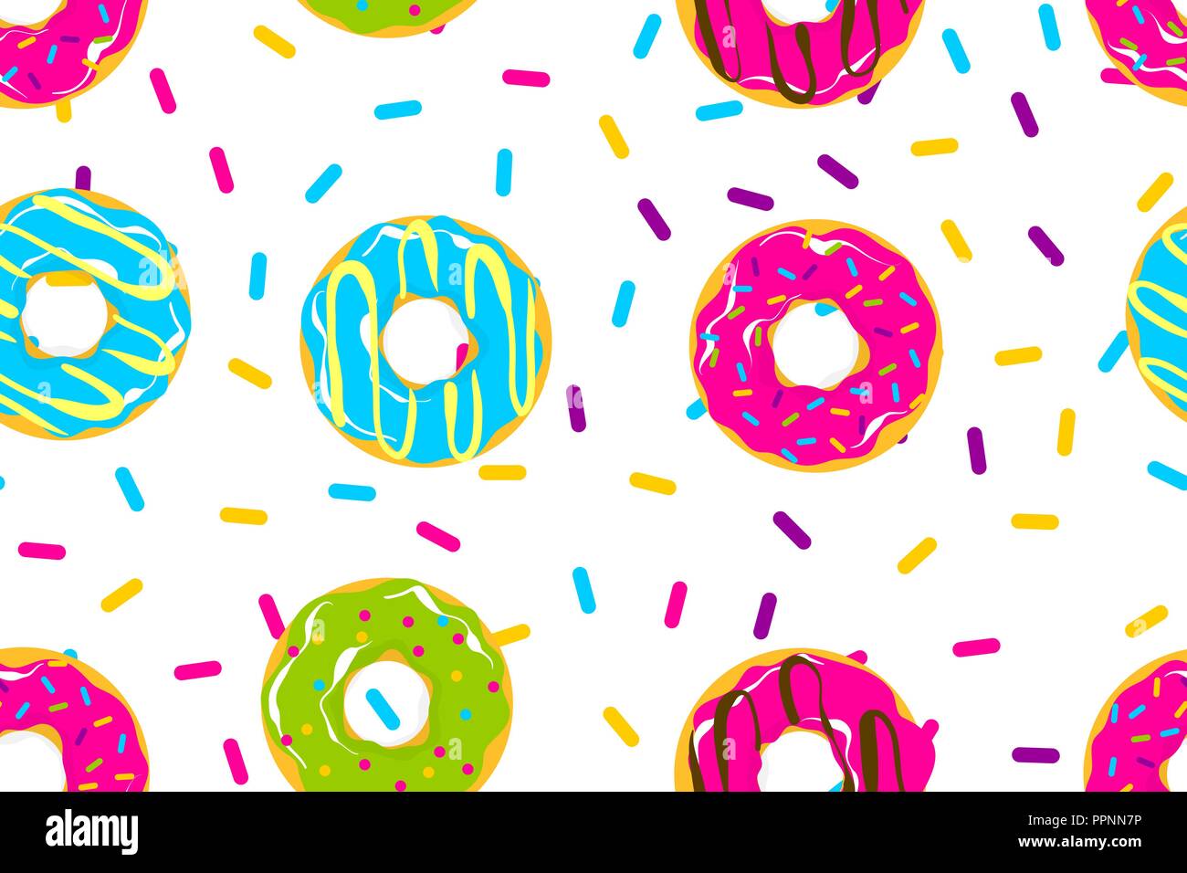 Glazed doughnut seamless pattern pop art style Stock Vector