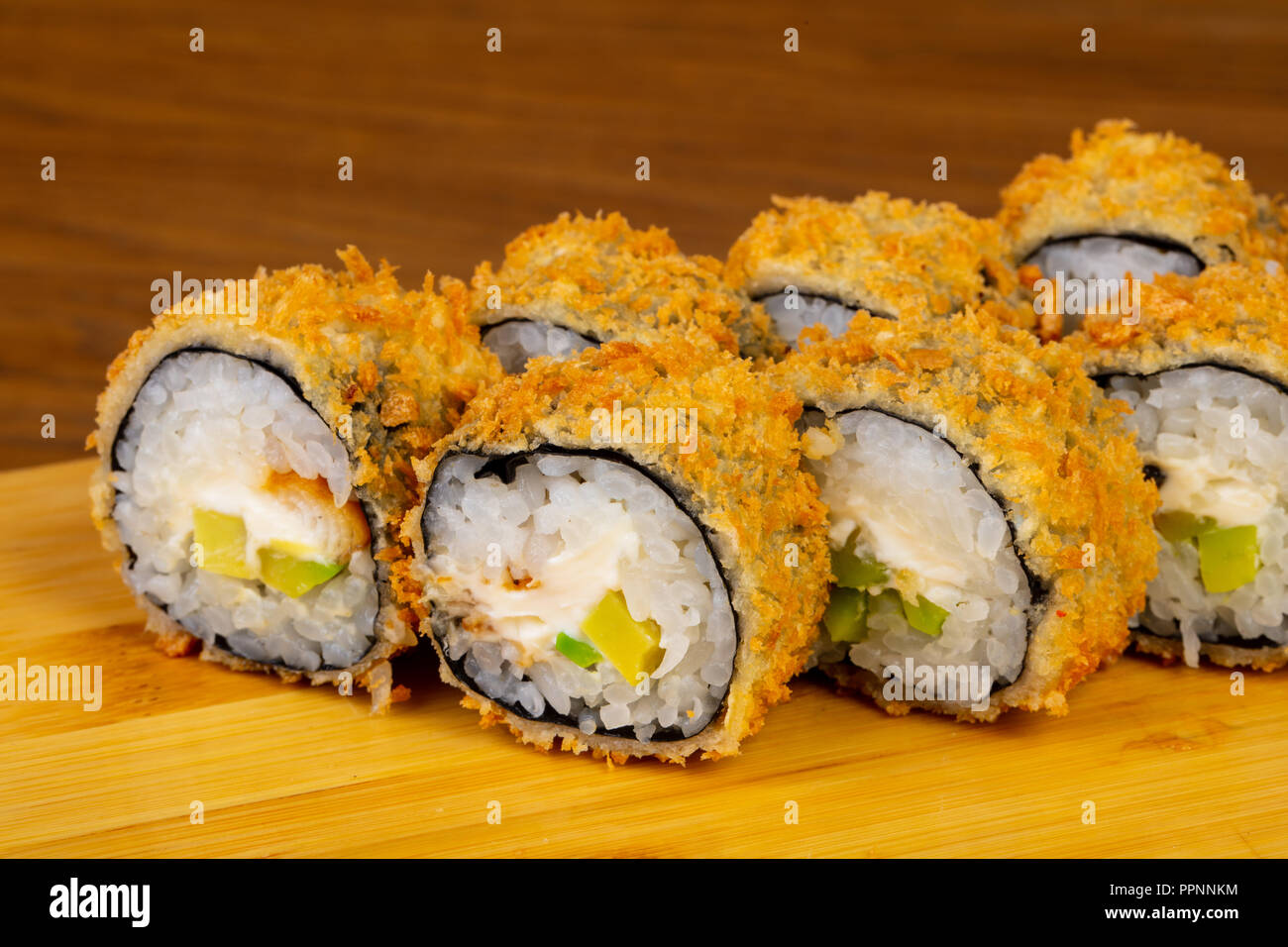 Delicious fried tempura rolls with eel Stock Photo Alamy