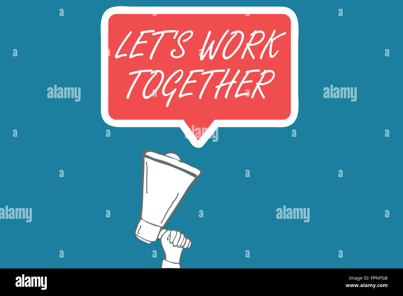Handwriting text Let s is Work Together. Concept meaning Unite and Join