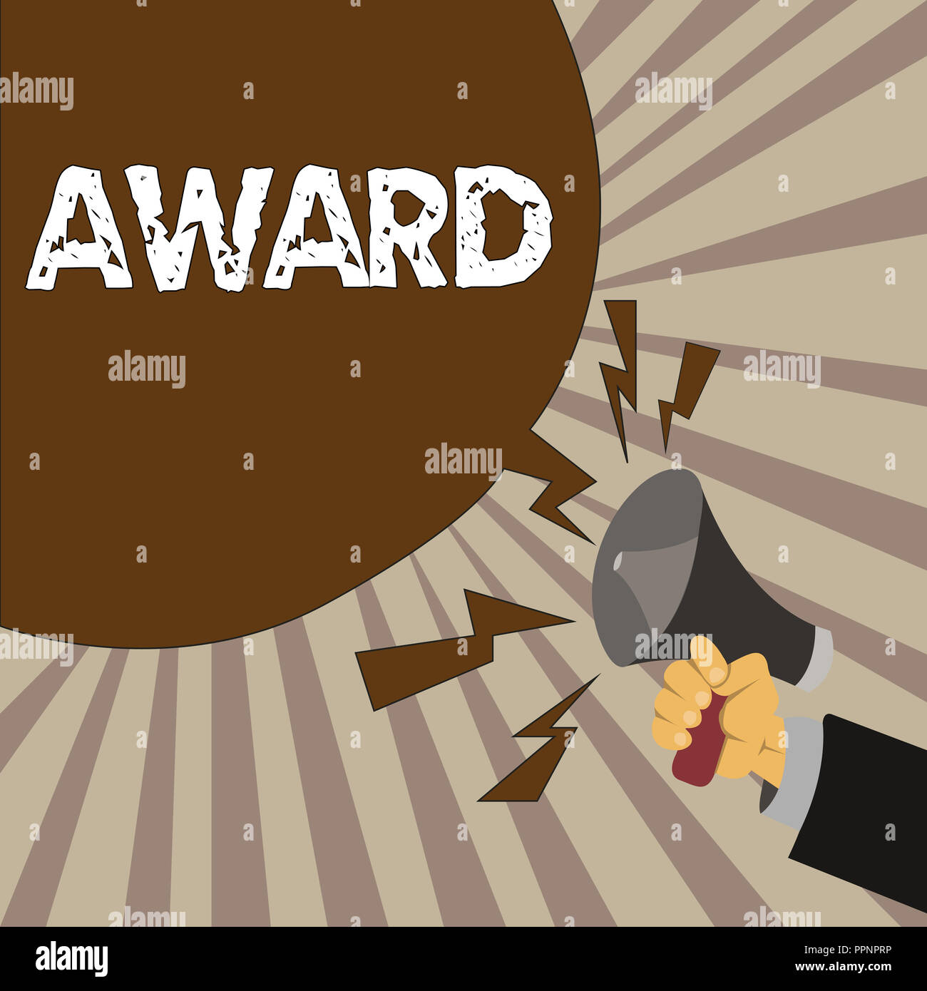 Handwriting text Award. Concept meaning Prize and other mark of