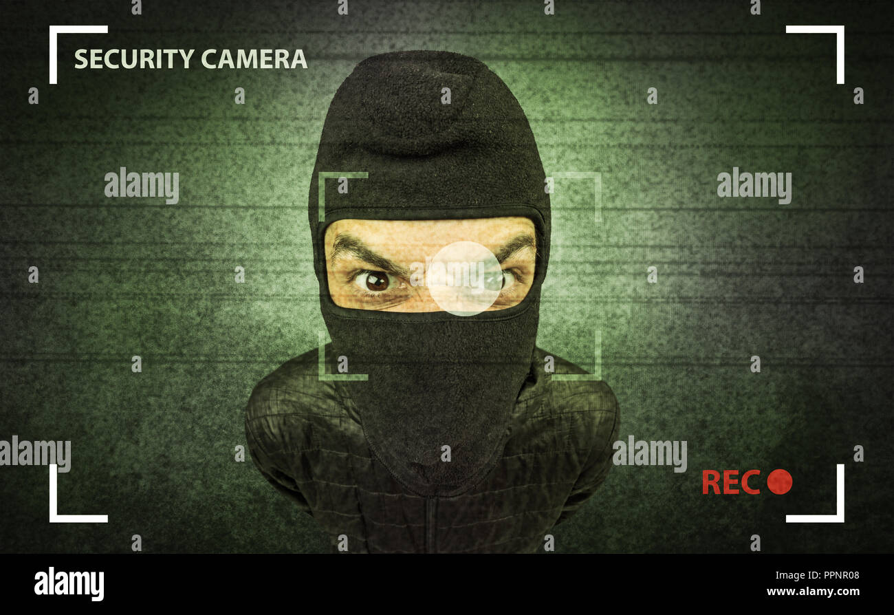 Caught burglar by house camera in action Stock Photo Alamy