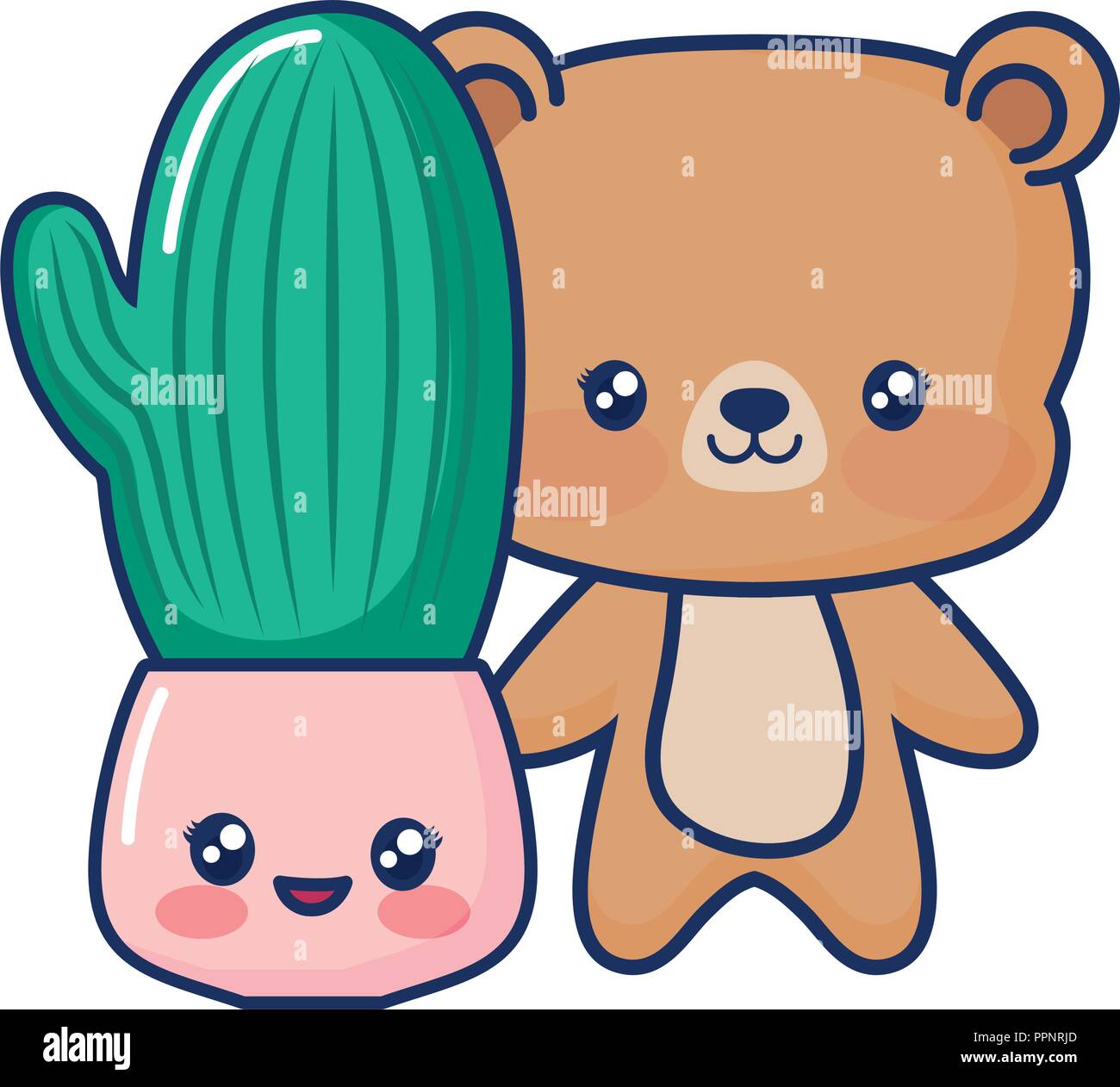 cute bear baby with cartoon potted plant vector illustration Stock Vector  Image & Art - Alamy