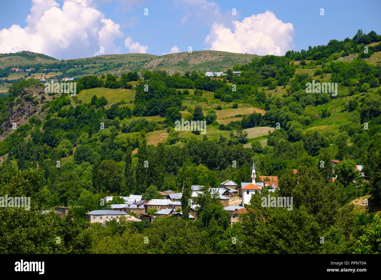 Village Cernjeve, Korab-Koritnik nature park Park, north of Peshkopia, Qark Dibra, Albania Stock Photo