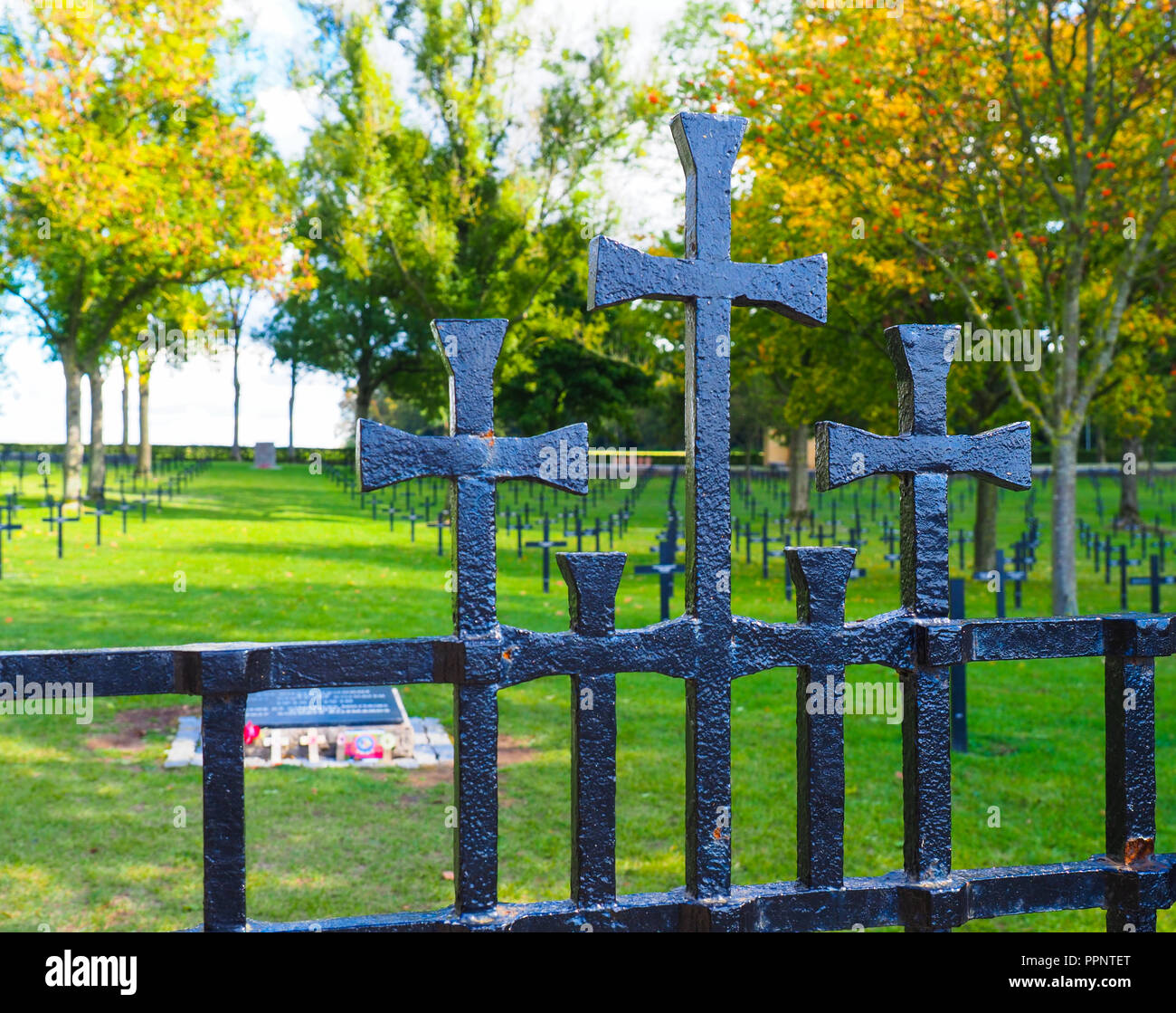 Entrance to the German Cemetery at Fricourt on the Somme Battlefield in France Stock Photo
