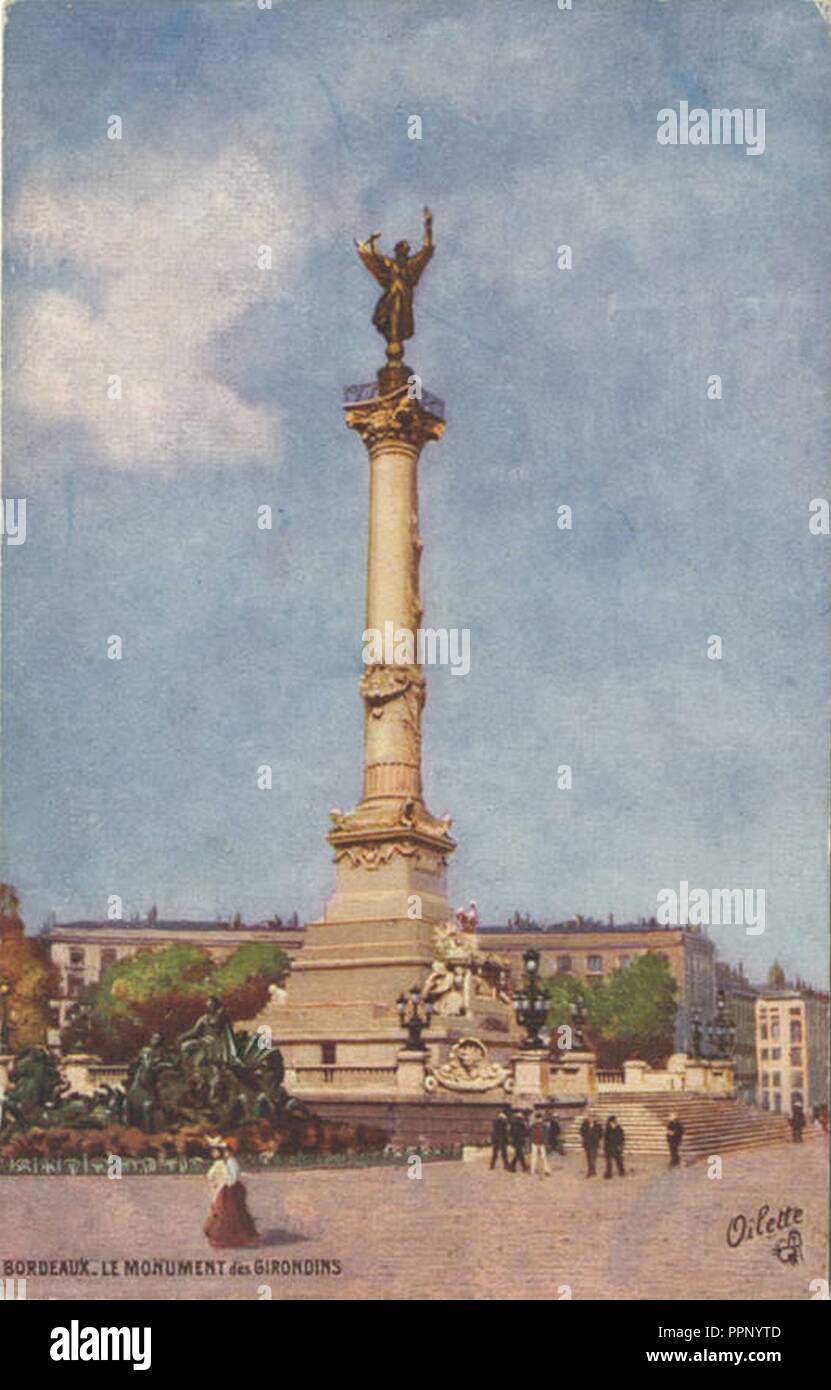 12997970 BORDEAUX LE Monument des Girondins Dessin Kuenstlerkarte Bordeaux EUR 9,20 - FR
