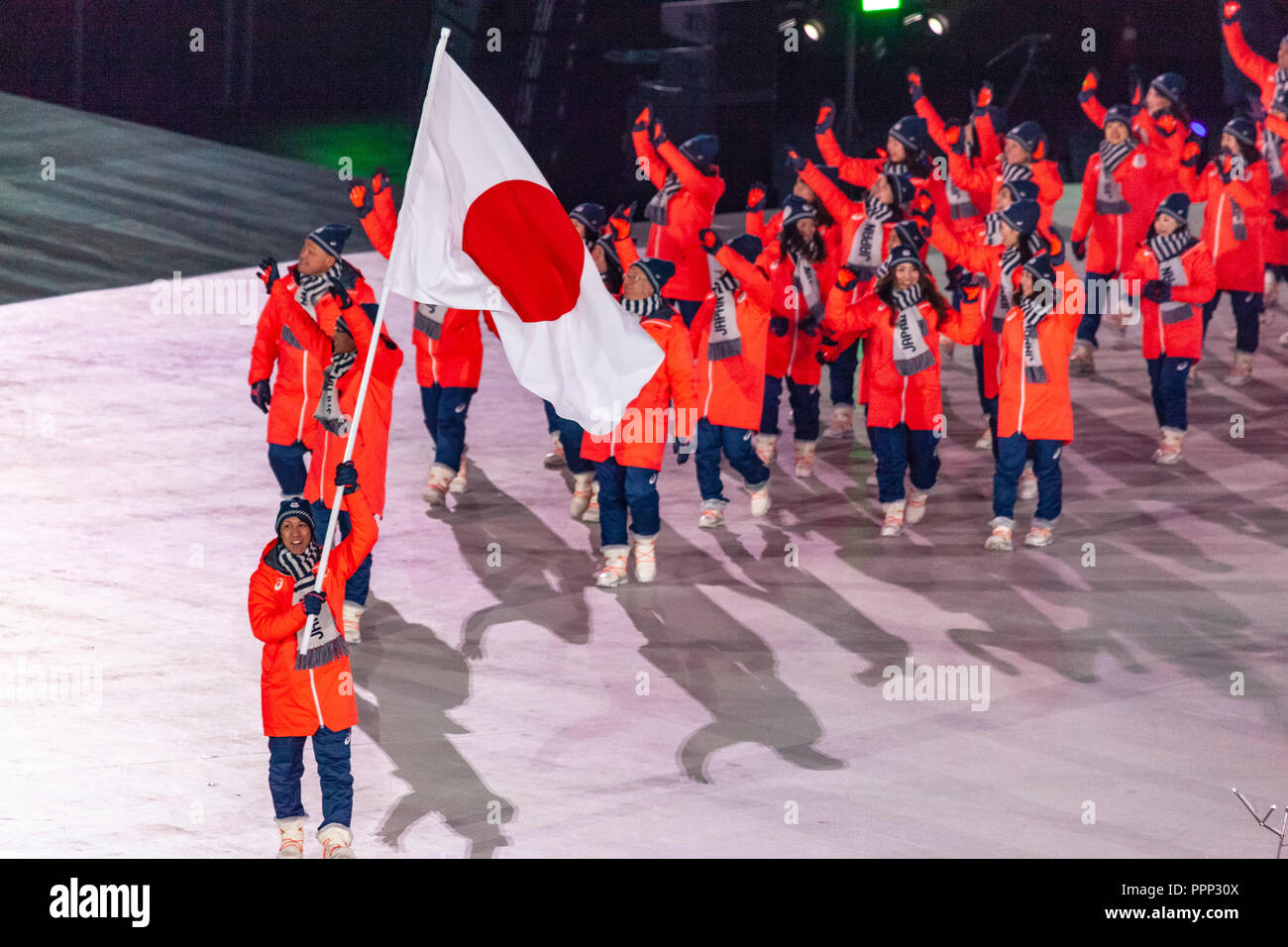 Team Japan marching in the Opening Ceremonies at the Olympic Winter