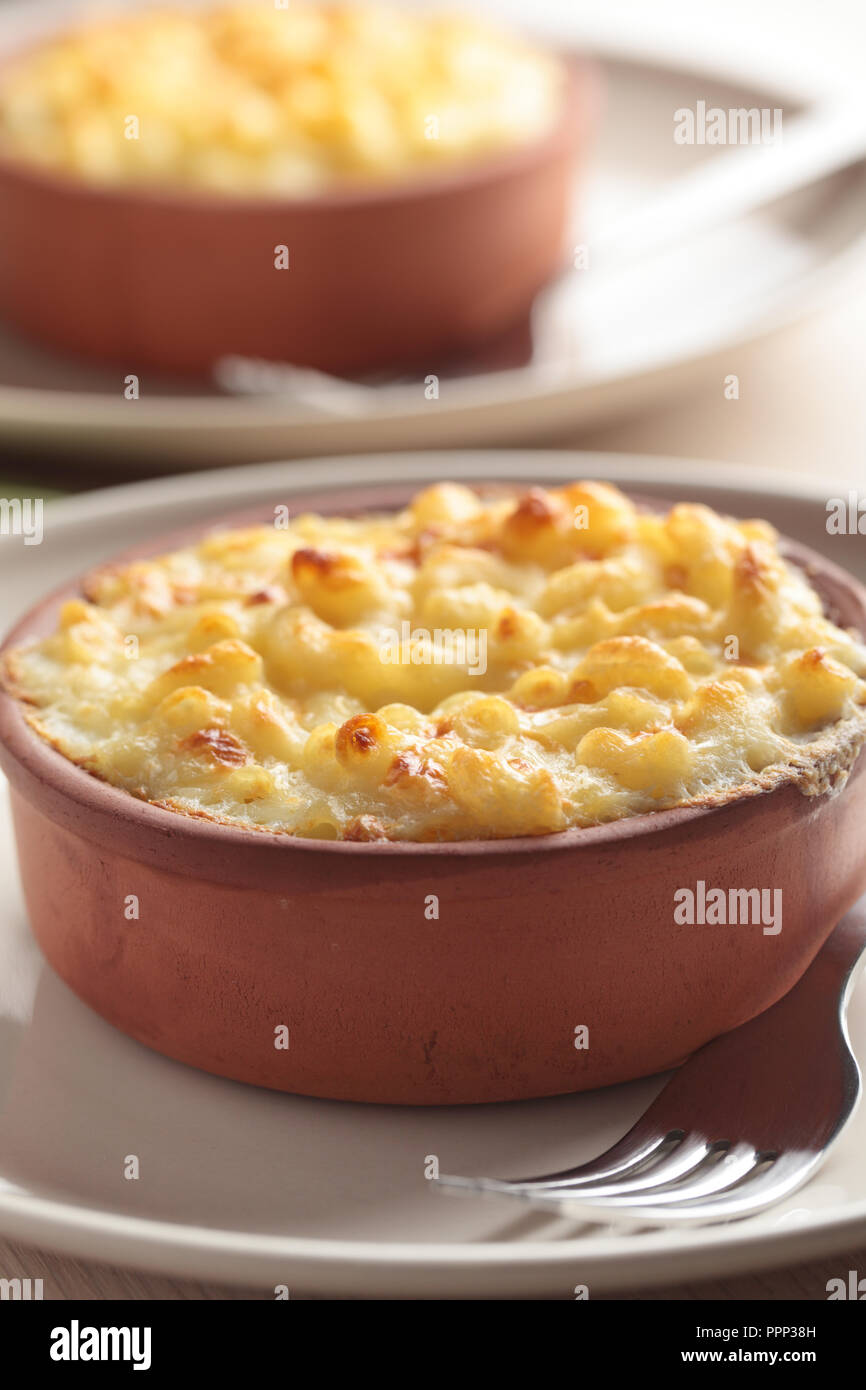 Macaroni and cheese in a pot Stock Photo