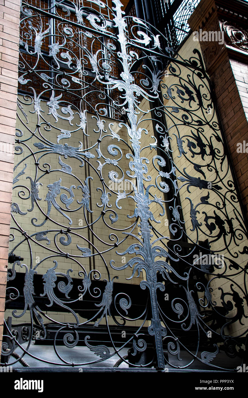 The wrought iron work and Chicago School architecture of the Bradbury