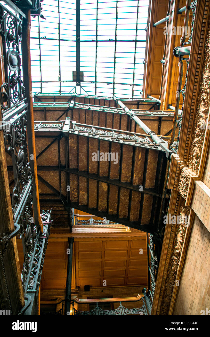 The wrought iron work and Chicago School architecture of the Bradbury