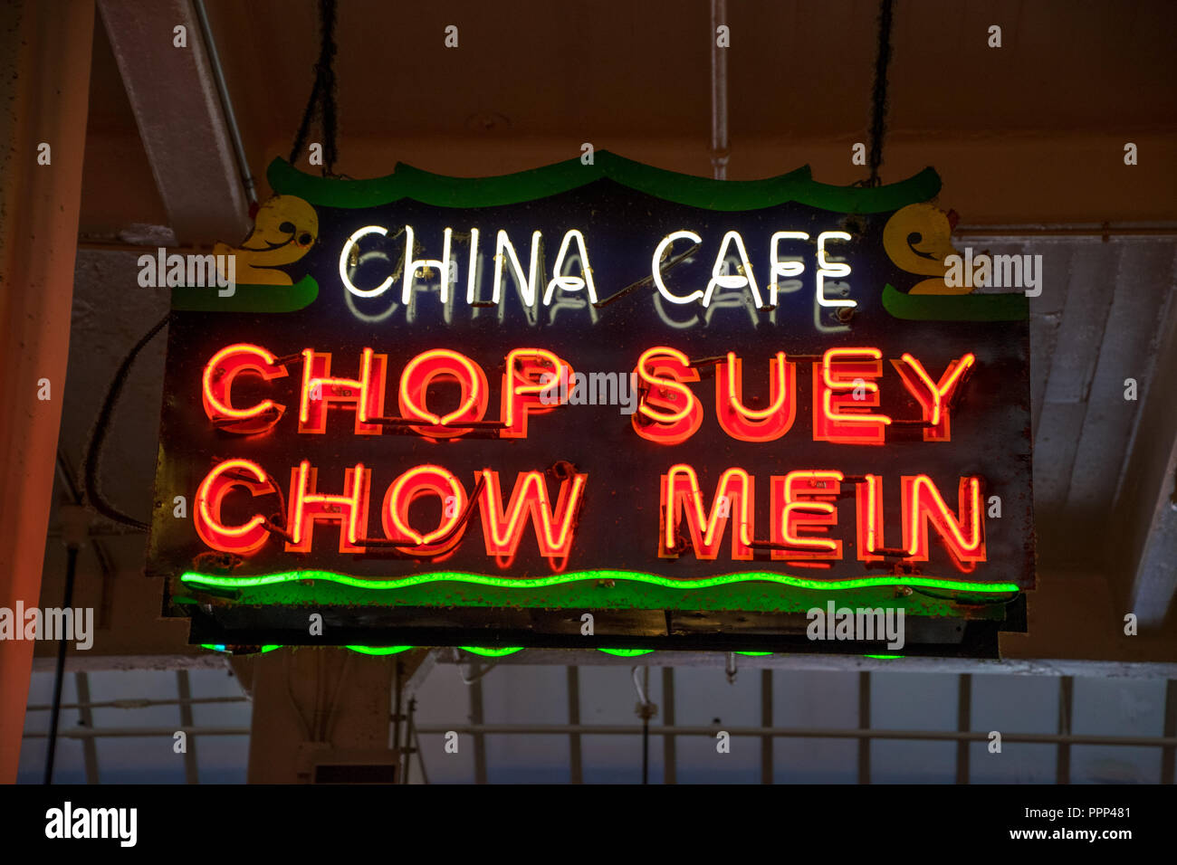 Neon Sign For A Chinese Food Eatery In The Grand Central Market In Downtown Los Angeles California Stock Photo Alamy Neon Sign For A Chinese Food Eatery In The Grand Central Market In Downtown Los Angeles California Stock Photo Alamy