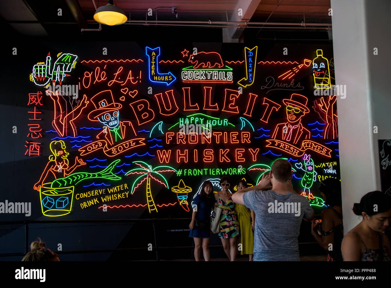 Bulleit Frontier Whiskey Neon Sign In The Grand Central Market In Downtown Los Angeles California Stock Photo Alamy Bulleit Frontier Whiskey Neon Sign In The Grand Central Market In Downtown Los Angeles California Stock Photo Alamy