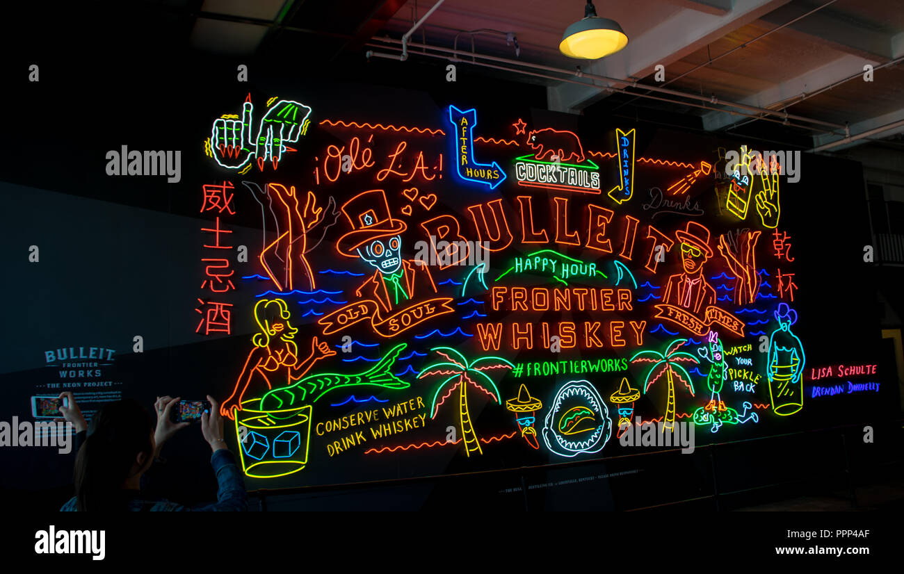 Bulleit Frontier Whiskey Neon Sign In The Grand Central Market In Downtown Los Angeles California Stock Photo Alamy Bulleit Frontier Whiskey Neon Sign In The Grand Central Market In Downtown Los Angeles California Stock Photo Alamy